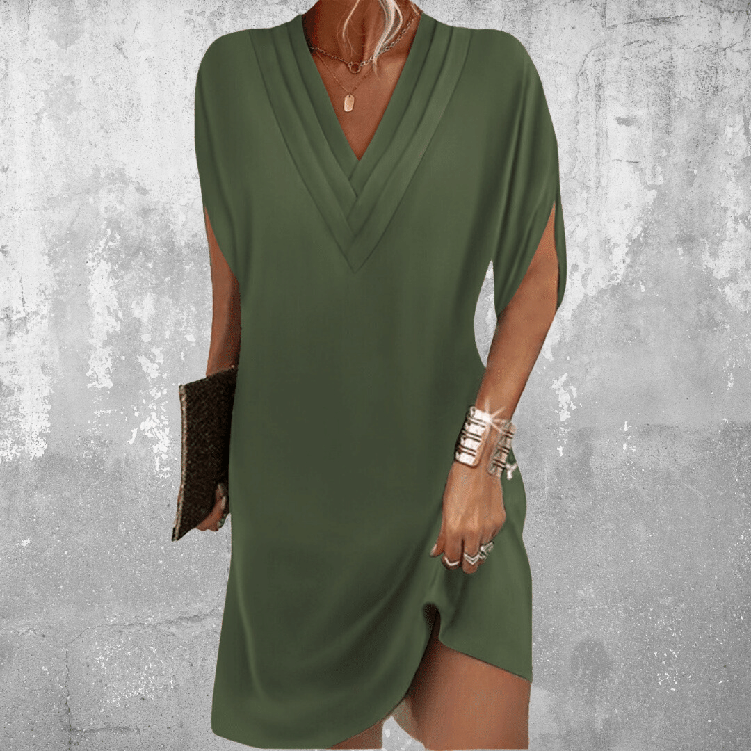 Mia - Effortless Elegance Shift Dress Military Green