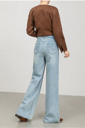 High-Waist Floral Flared Denim Jeans