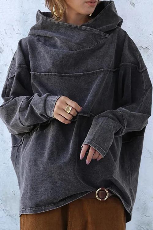Vintage Long Sleeve Turtleneck Hoodie