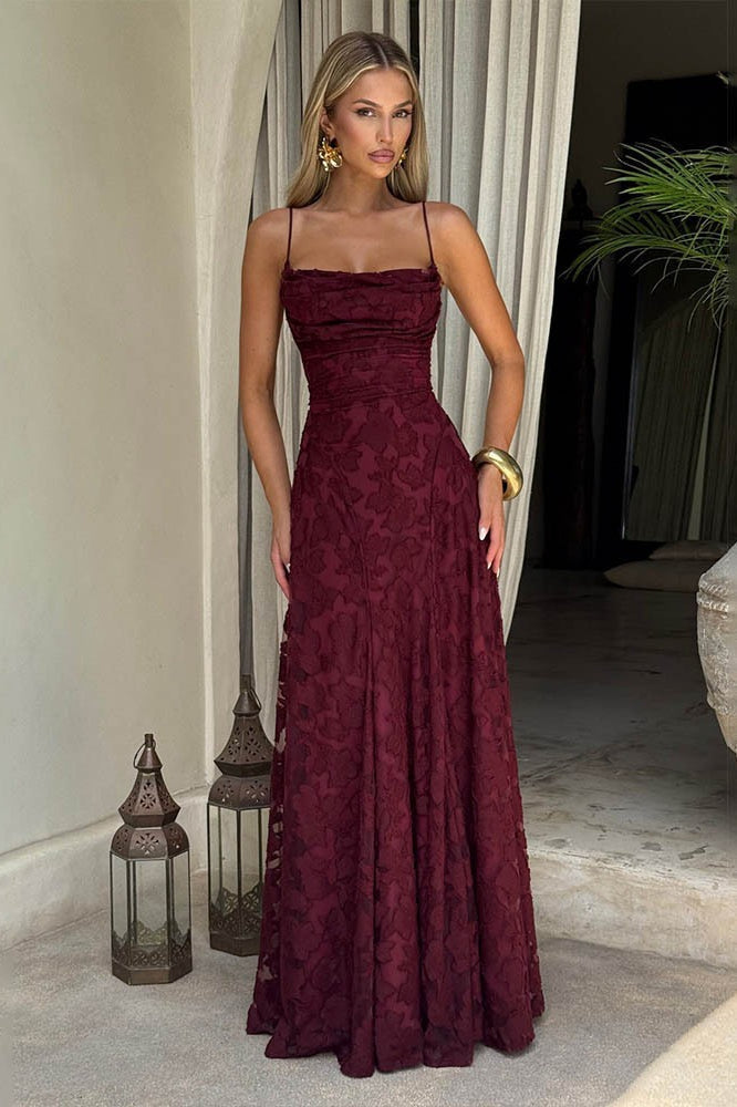 Chiffon Backless Spaghetti Strap Maxi Dress 5