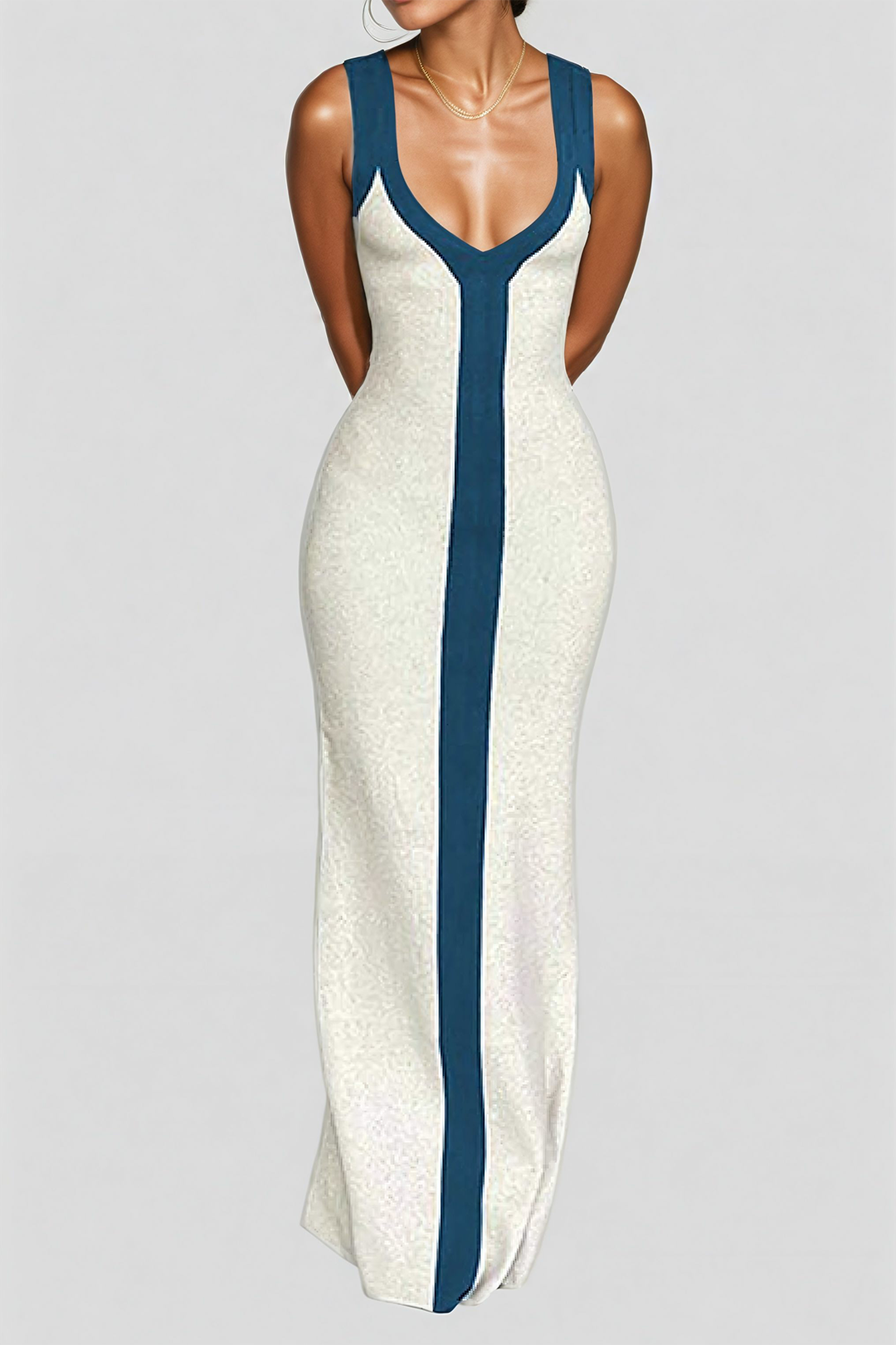 Ribbed Knit Scoop Neck Sleeveless Bodycon Maxi Dress 8