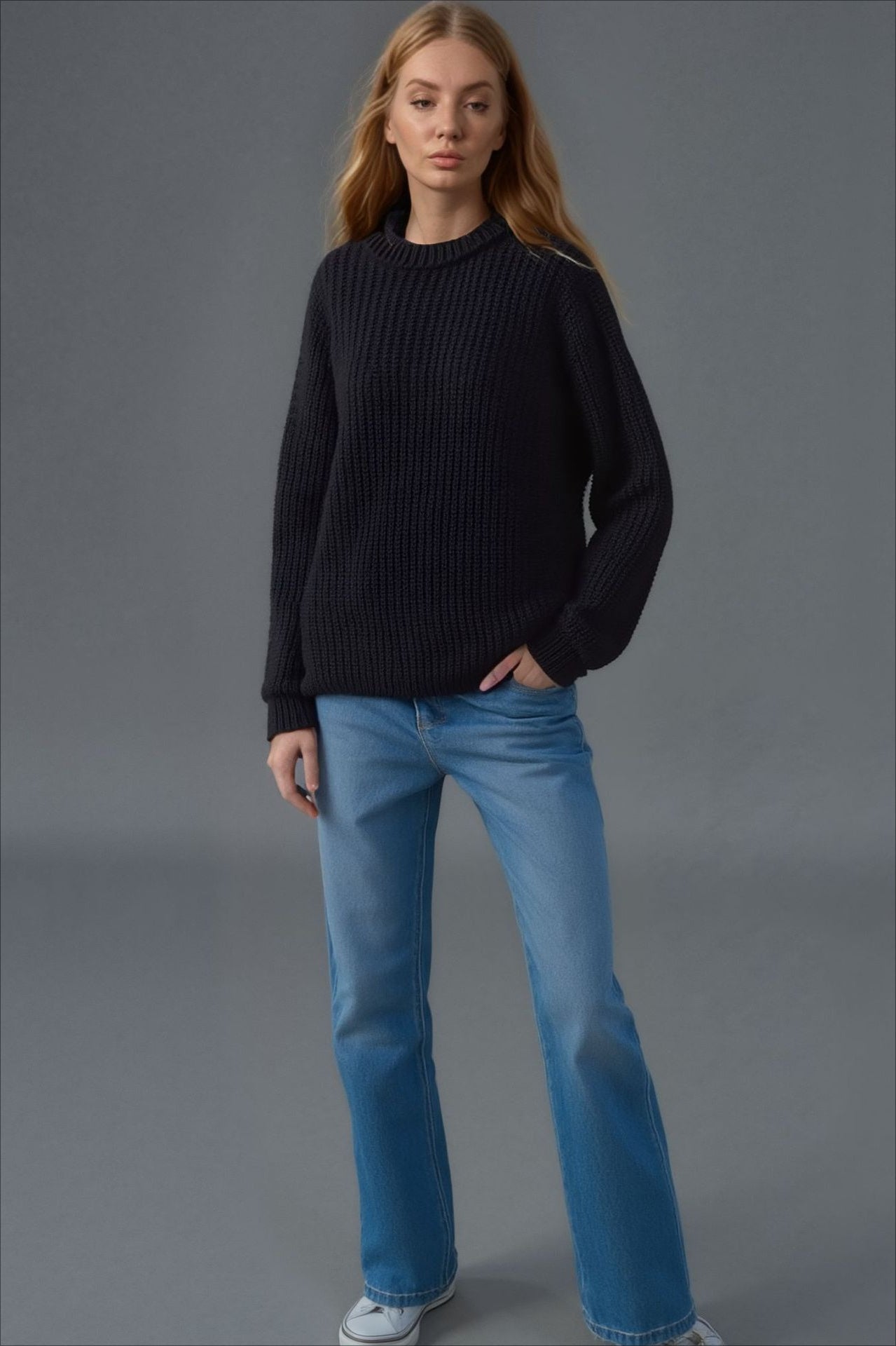 Casual Crewneck Lantern Sleeve Sweater