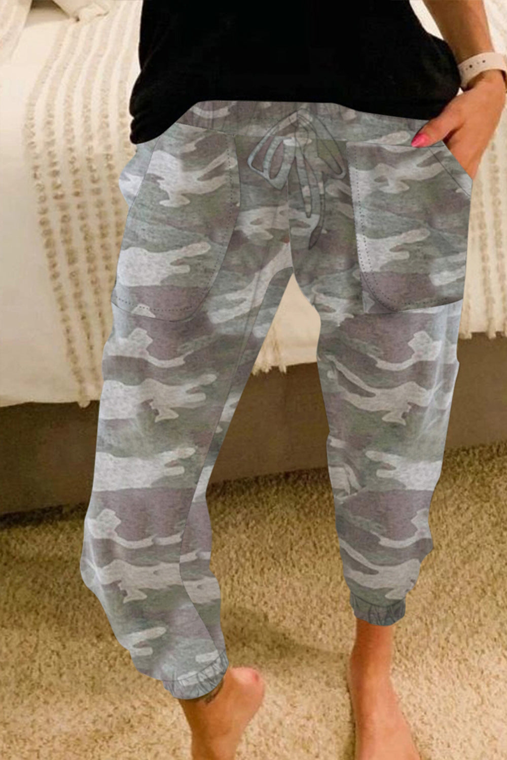 Camouflage Tether Elastic Loose Pants