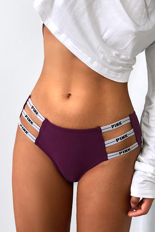 Letter Print Hollow Panty