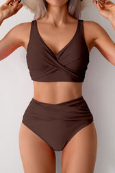 High Waist Solid Bodycon Two Piece Swim Set