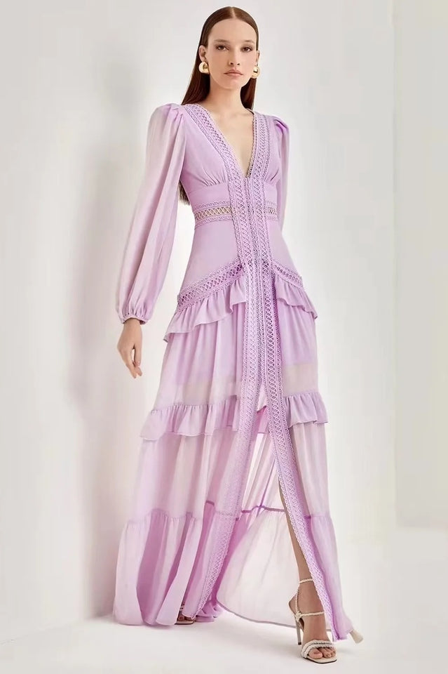 Lorie Long Sleeve Ruffle Gown 5
