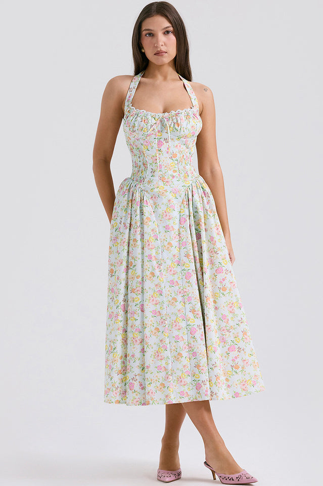 Adabella Cotton Halter Midi Sundress
