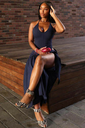Halter Deep V-Neck Backless High Split Maxi Dress 22