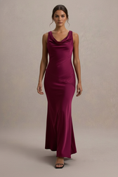 Satin Bodycon Backless Fish Maxi Dress 5