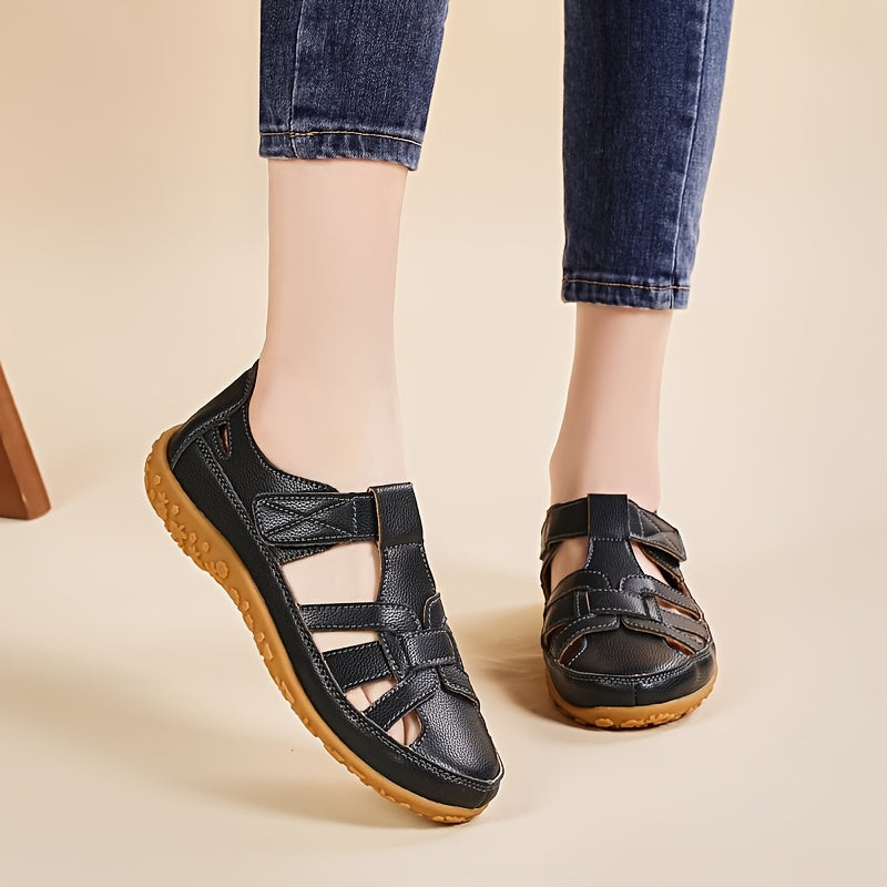Closed Toe Cut Out Hook and Loop Fisherman Sandals