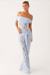 Sheer Lace Cutout Ribbon Bodycon Lace Dress