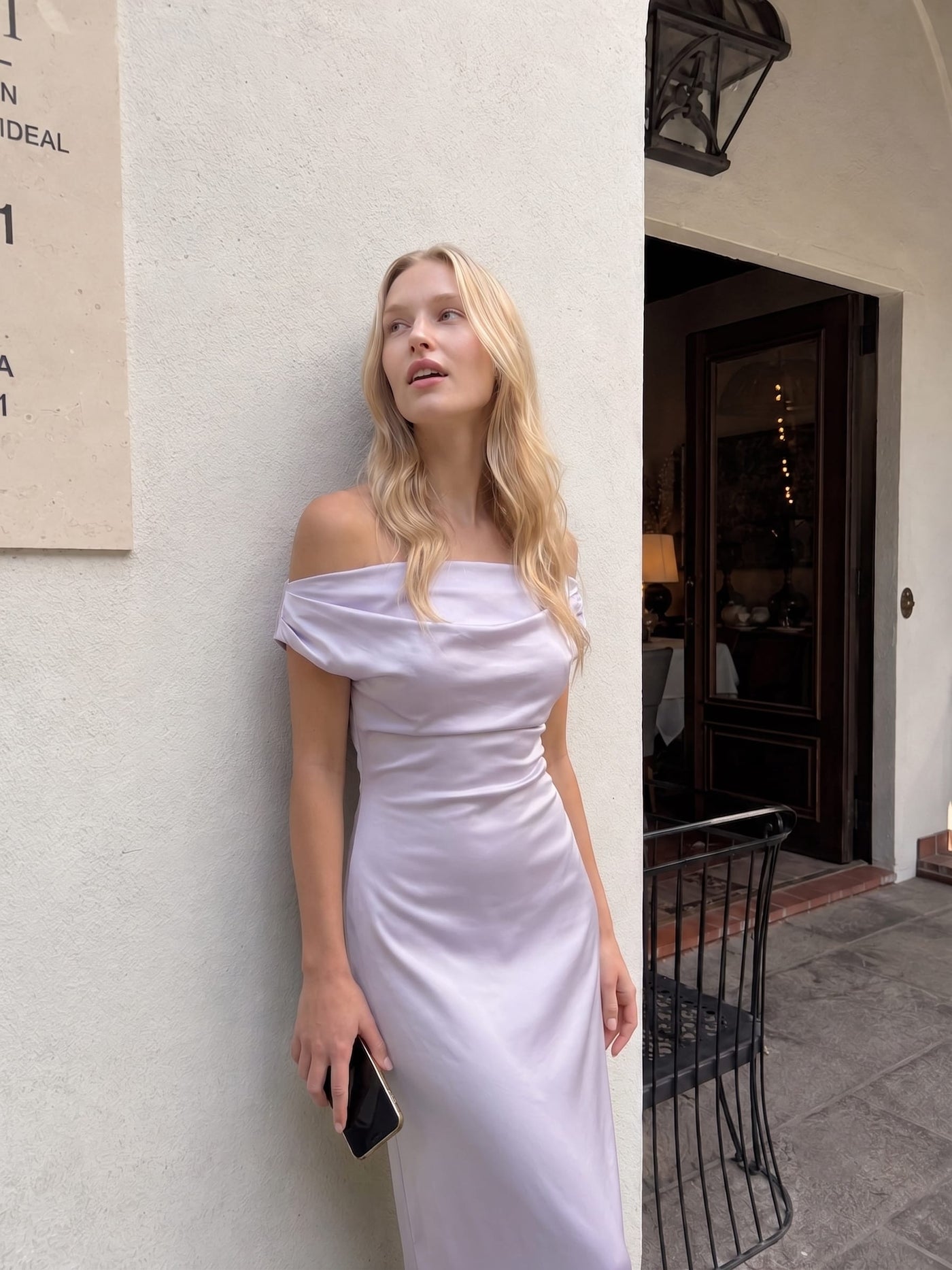 Solid Asymmetric Neckline Formal Dress