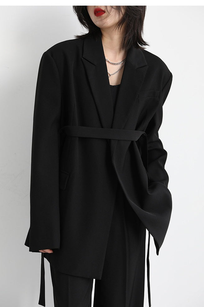 Deconstructed Wide Lapel Draped Blazer