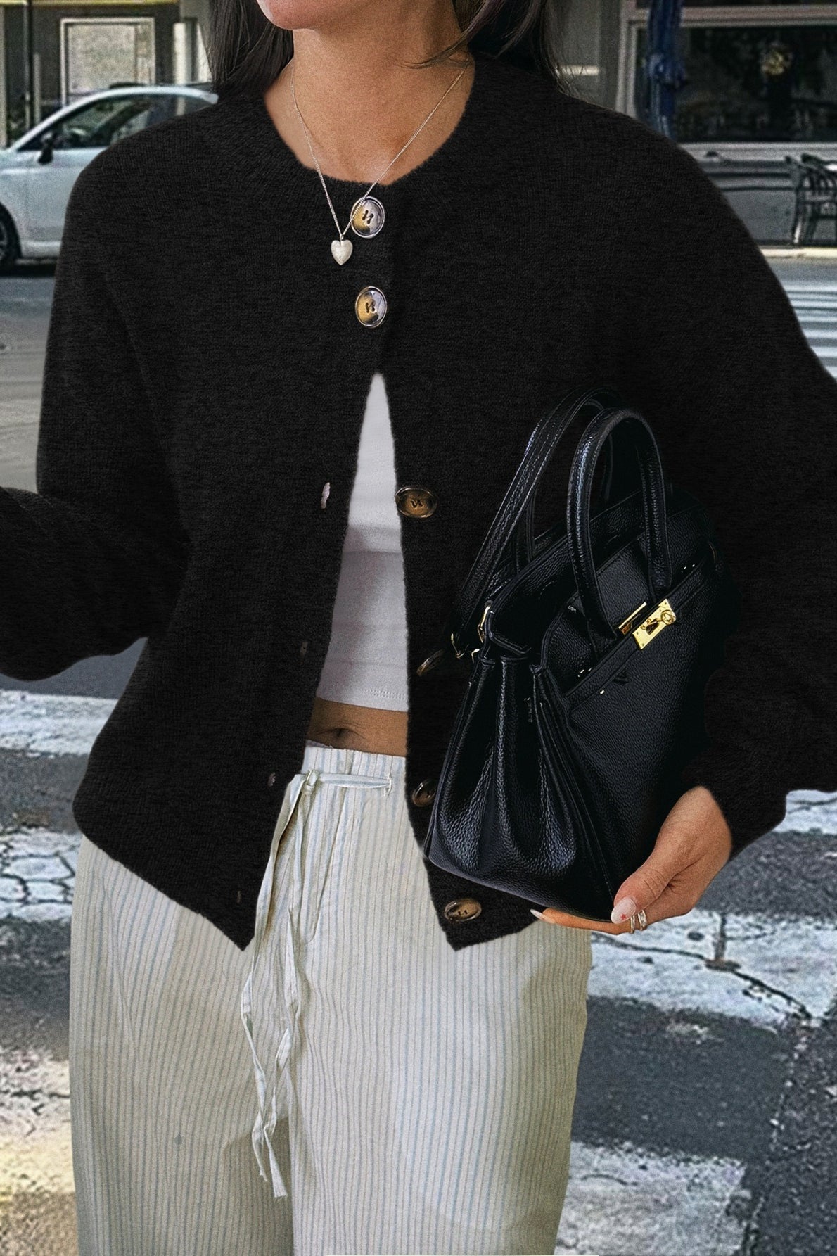 Casual Minimalist Button Front Long Sleeve Coat