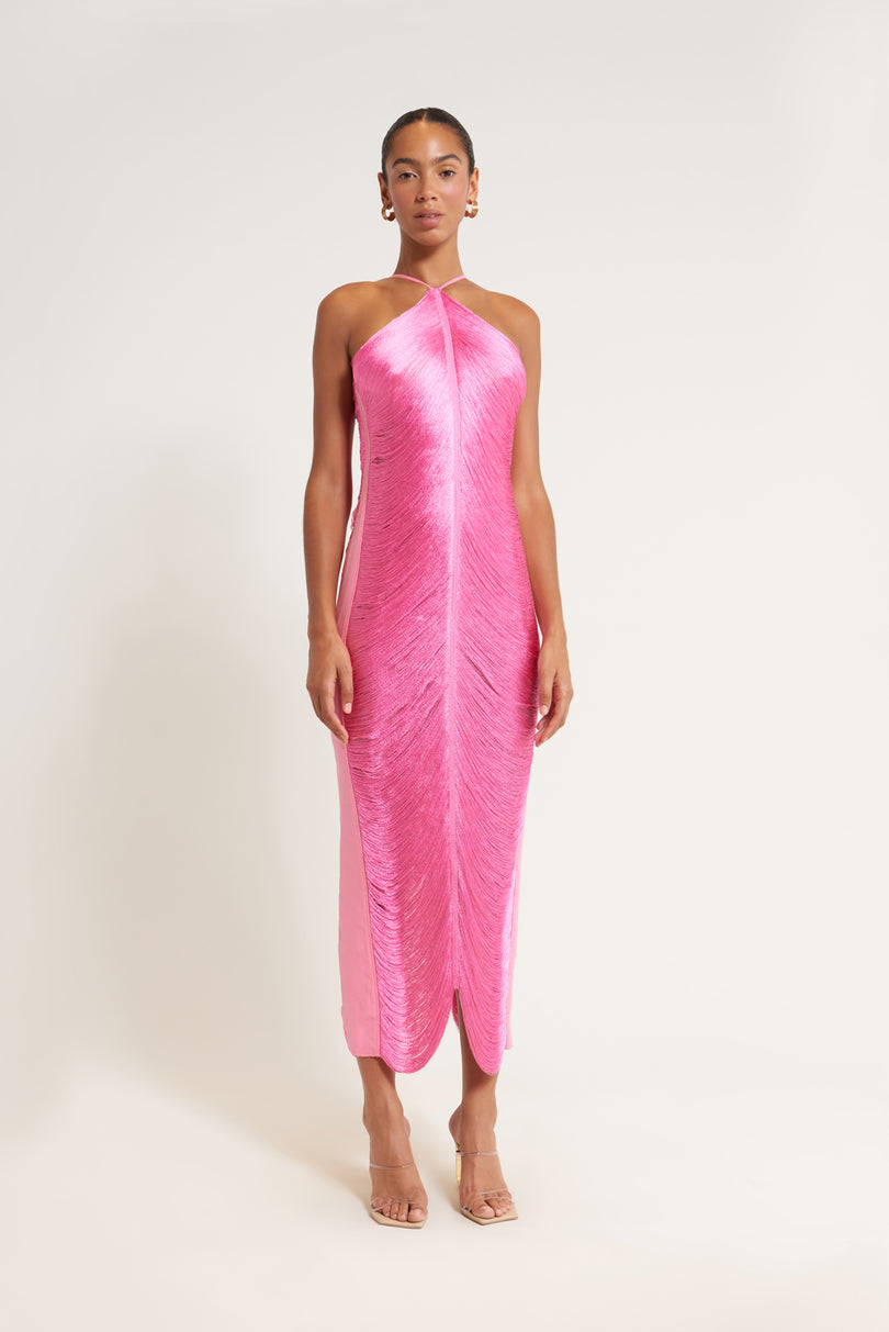 CELEB FUR IRREGULAR MAXI DRESS