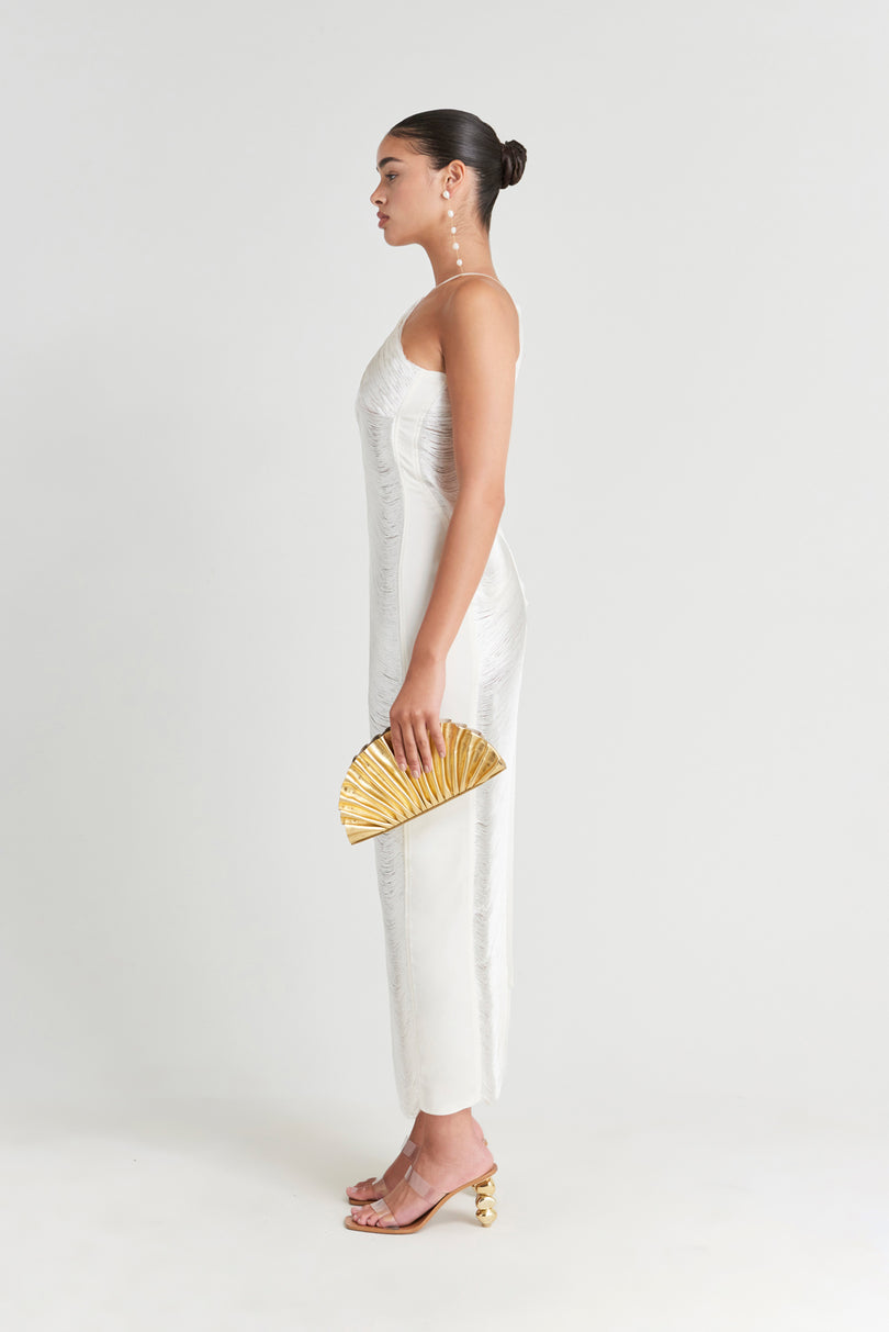 CELEB FUR IRREGULAR MAXI DRESS