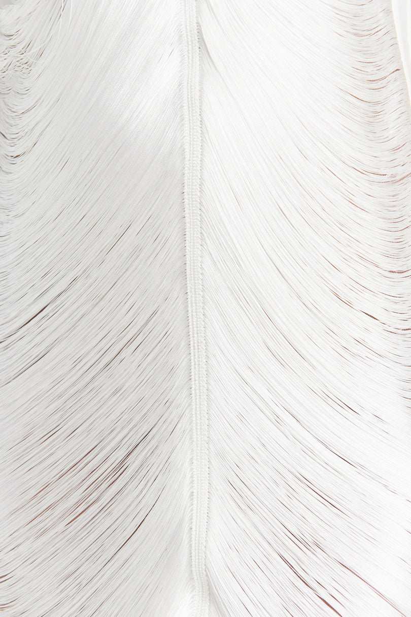 CELEB FUR IRREGULAR MAXI DRESS-WHITE