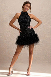 Shiny Fuzzy Sequin Bodycon Party Dress
