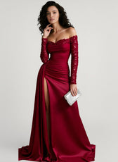 Long Sleeve Sequin Evening Gown Prom Dress
