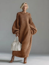Chunky Knit Crew Neck Long Sleeve Maxi Dress 2