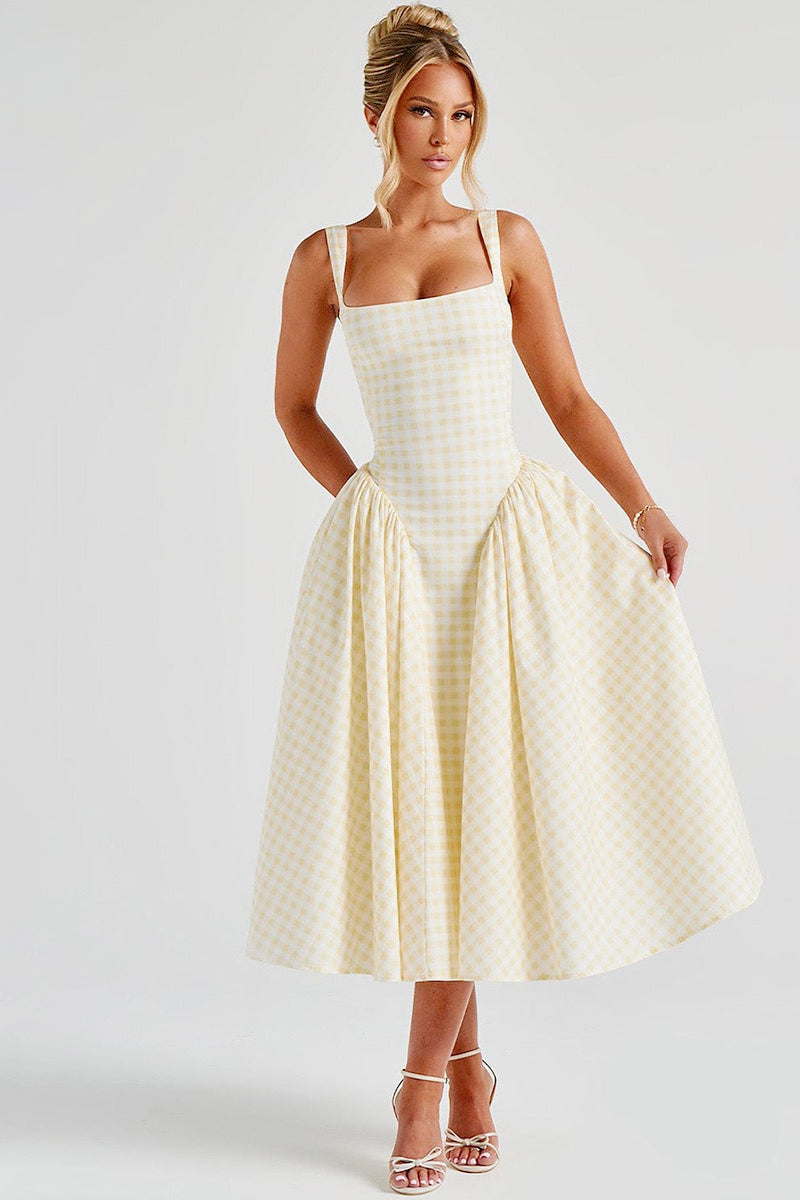 Gingham Backless Slip Birthday Dress