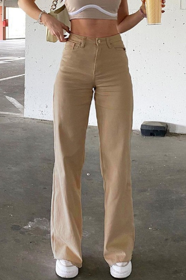 High Waist Slim Straight Leg Jeans