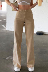 High Waist Slim Straight Leg Jeans