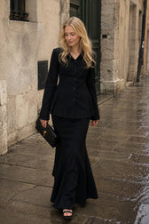 Slim Fit V Neck Blazer Two Piece Set