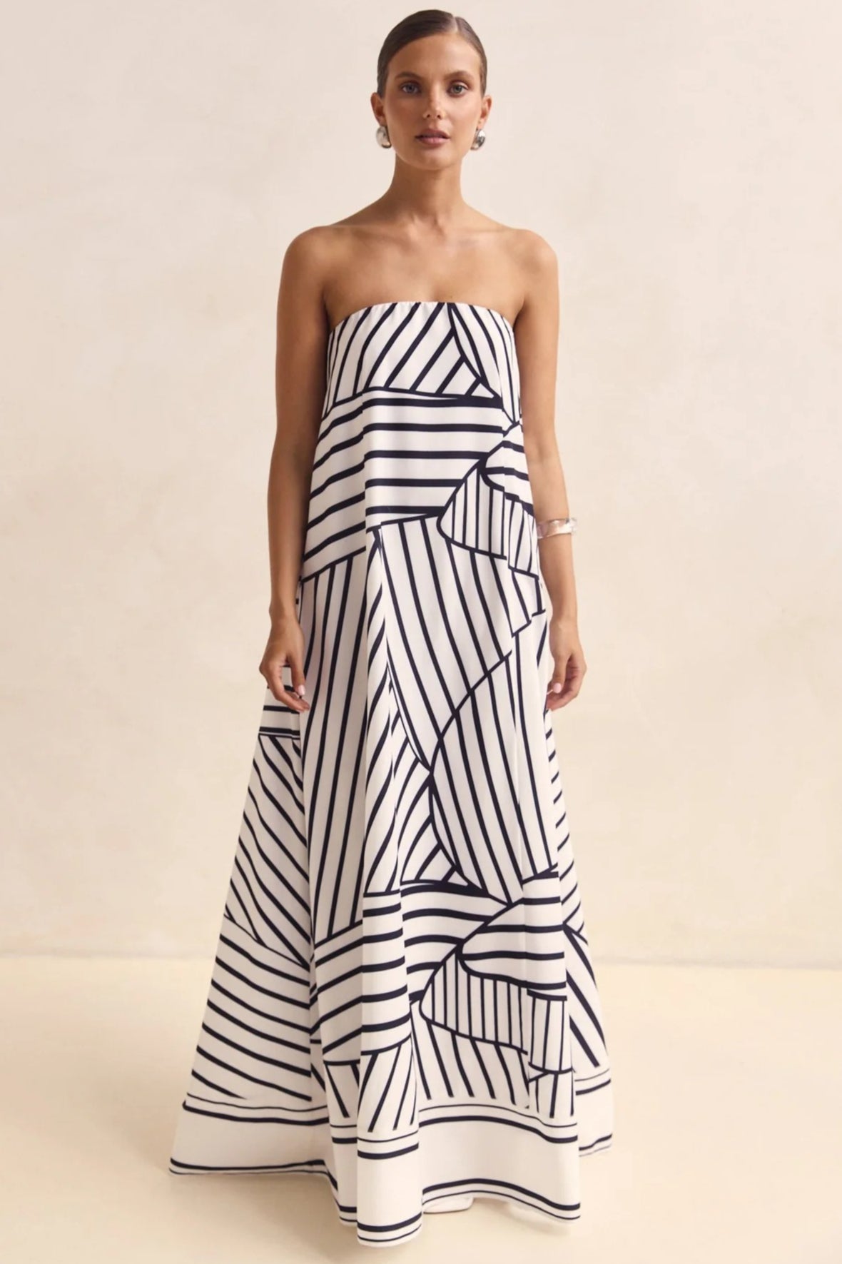 Strapless Printed Off Shoulder Maxi Boho Dress
