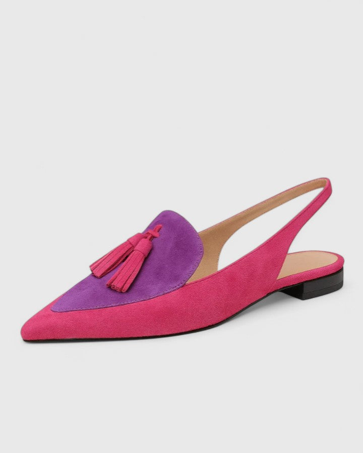 Pointed Toe Tassel Slingback Flats