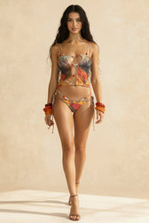 Halter Mini Skirt Three Piece Swimsuit