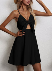 Tie Front Cut Out Spaghetti Strap Fit and Flare Mini Dress 6