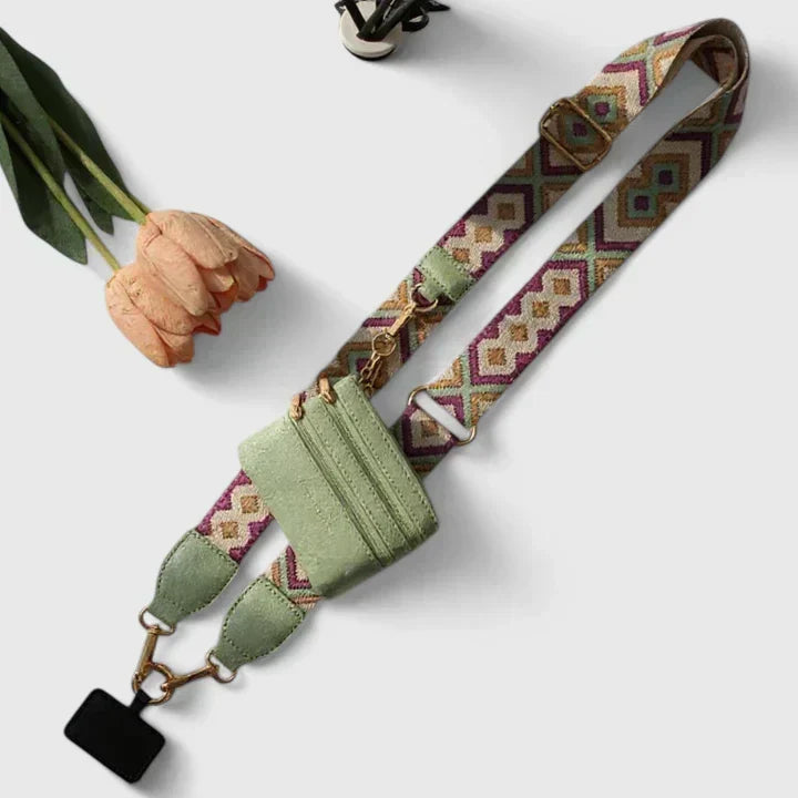 Adjustable Crossbody Phone Strap with Card Pouch