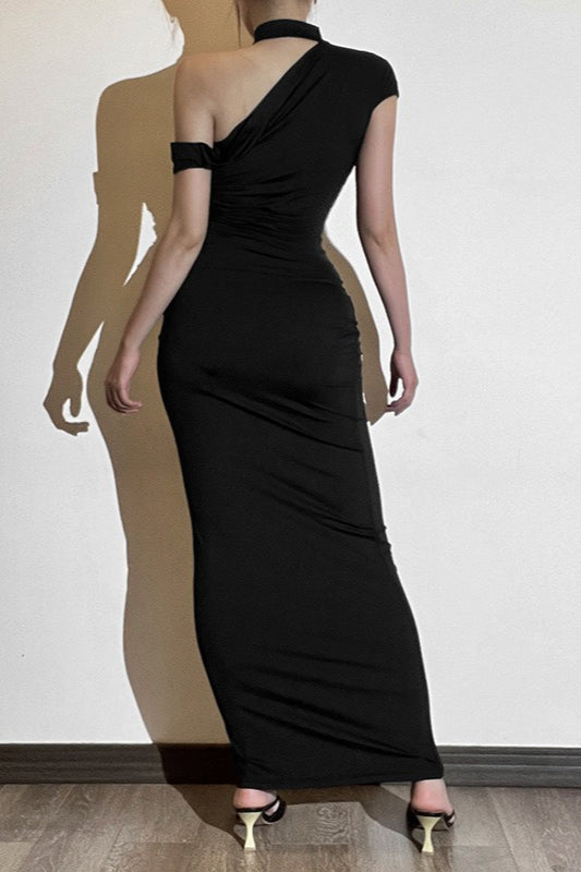 OneShoulder Fitted Maxi Party Dress