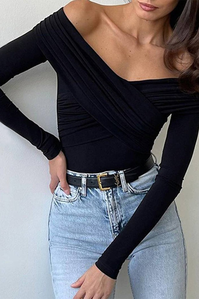 Elegant One Shoulder Long Sleeve Top