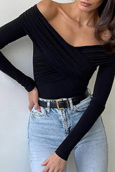 Elegant One Shoulder Long Sleeve Top