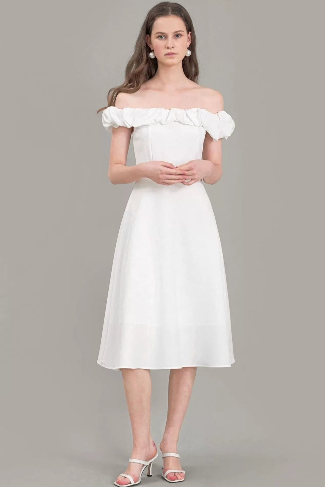 Satin Ruched Off-the-shoulder Cocktail Dress - View 6