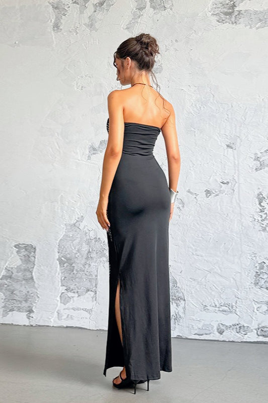 Strapless Edition Rhinestone Maxi Birthday Dress