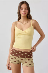 Crisscross V-Neck Ribbed Cami Top