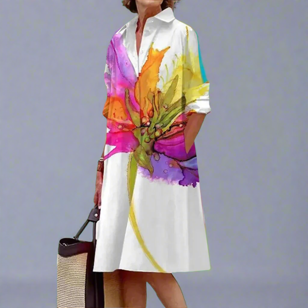 Calliope - Vibrant Lightweight Summer Midi Dress White