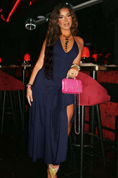 Halter Deep V-Neck Backless High Split Maxi Dress 24