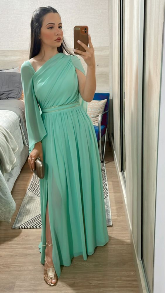 Elegant A-line Chiffon Prom Dress,Wedding Guest Dress cc1288