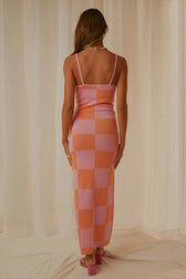 Abstract Print Knit Spaghetti Strap Bodycon Maxi Dress 14