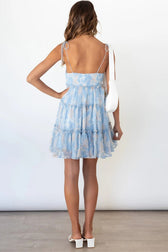 Floral Spaghetti Strap Tiered Ruffle Mini Dress Summer 13