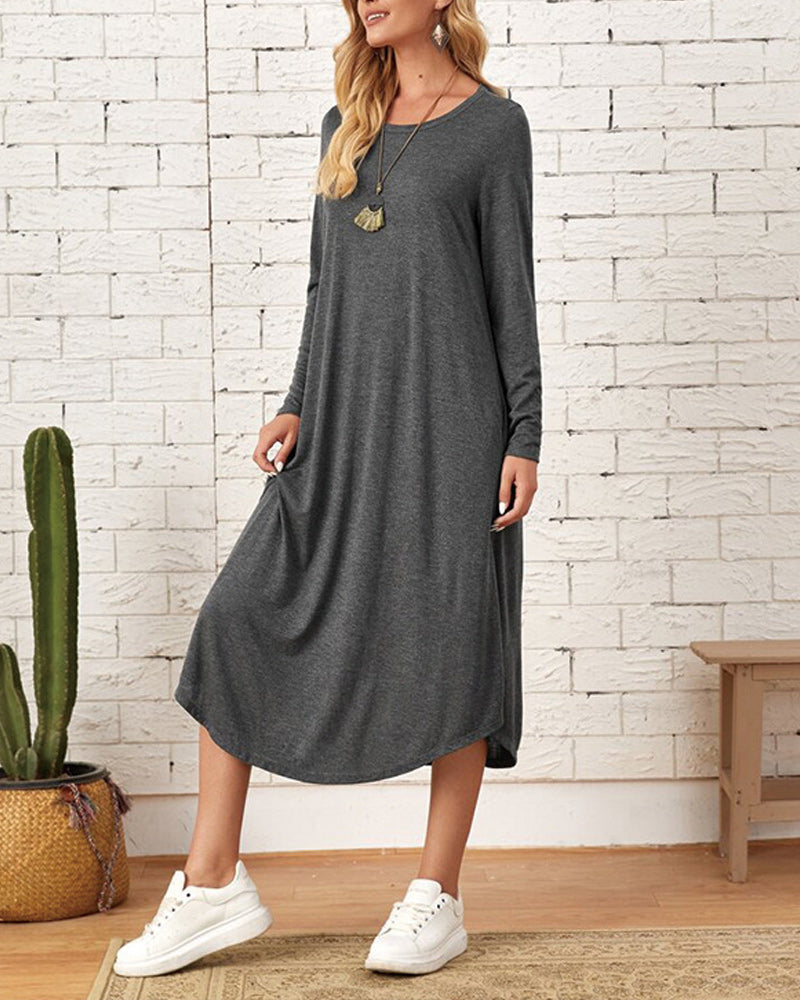 Mies Autumn and Long Sleeve, Loosely Curved Dress for Women