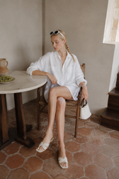 Linen Pockets Semi-Sheer Long Sleeve Dress