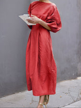 Boat Neck Pocket Cocoon Maxi Dress 2