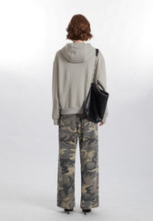 Casual Drop Shoulder Patterned Hoodie