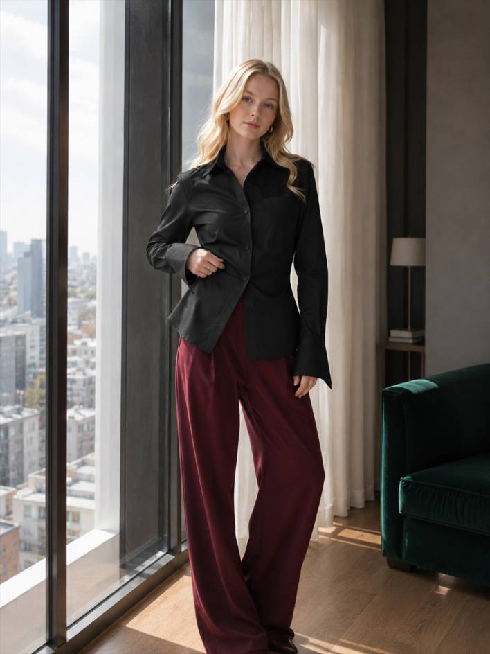 Versatile Lapel Collar Blouse