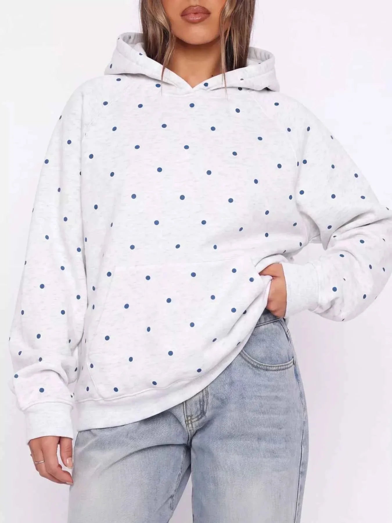 Polka Dot Raglan Sleeve Hoodie